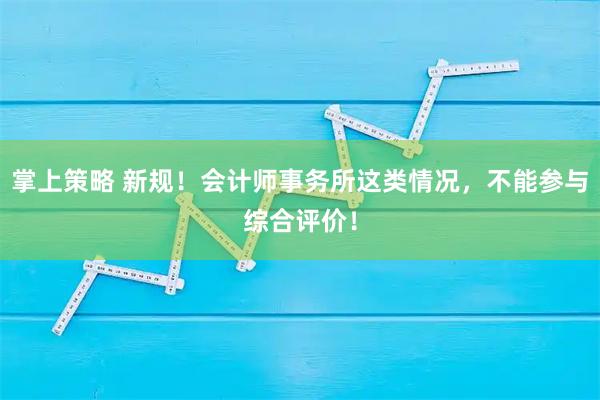 掌上策略 新规！会计师事务所这类情况，不能参与综合评价！